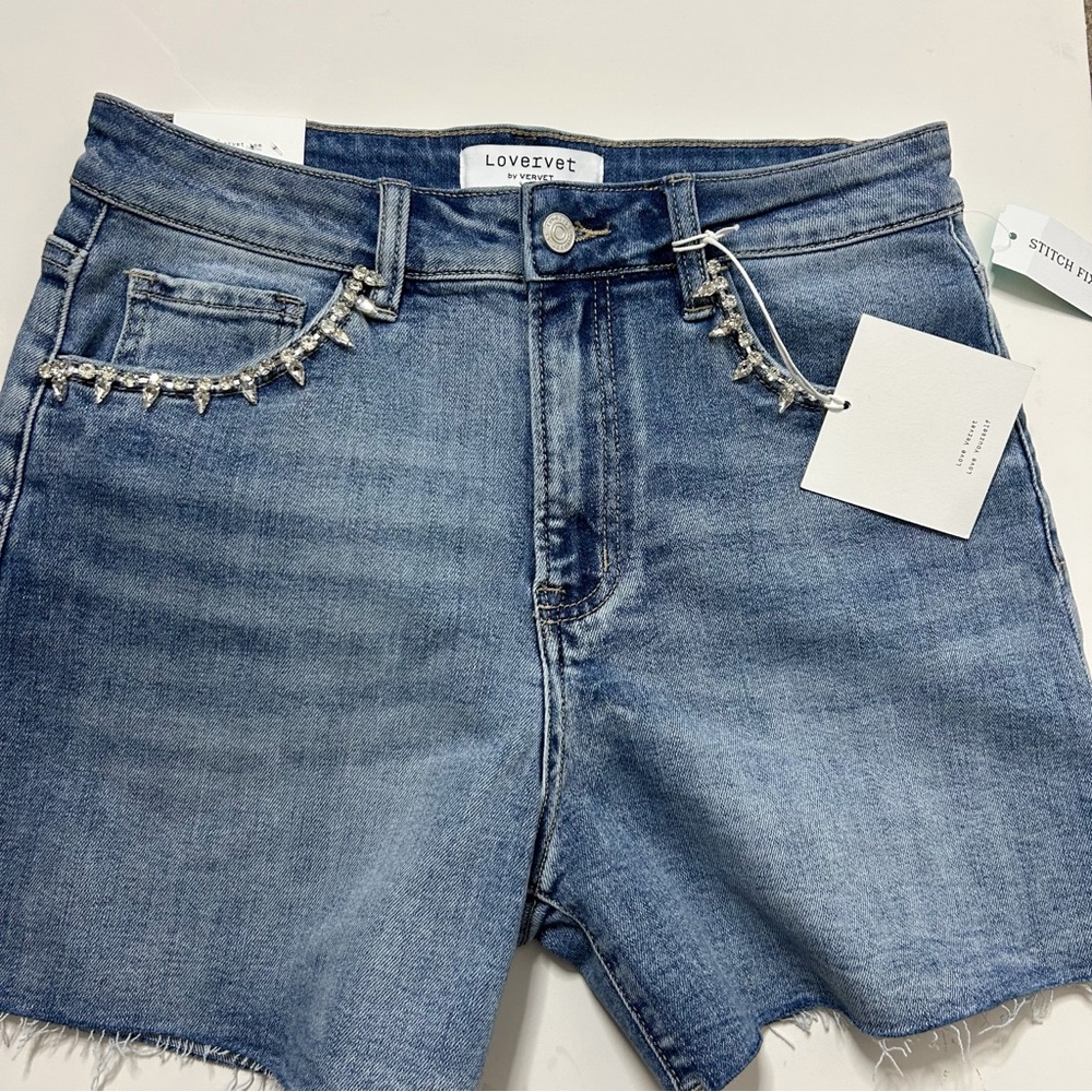 NWT Lovervet Rhinestone High Rise Stretch Short (size M) - Picture 5 of 9